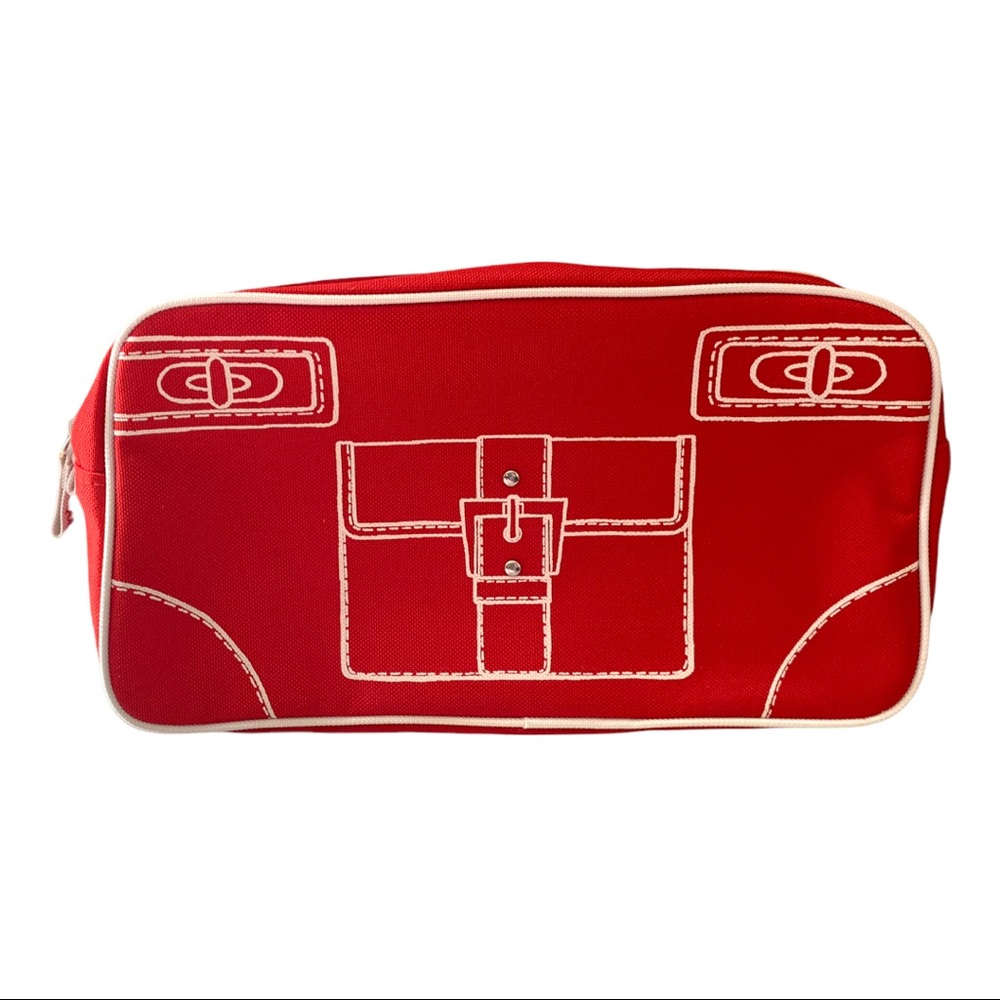NWOT Clinique Luggage Contrast Stitch Design Makeup Cosmetic Bag